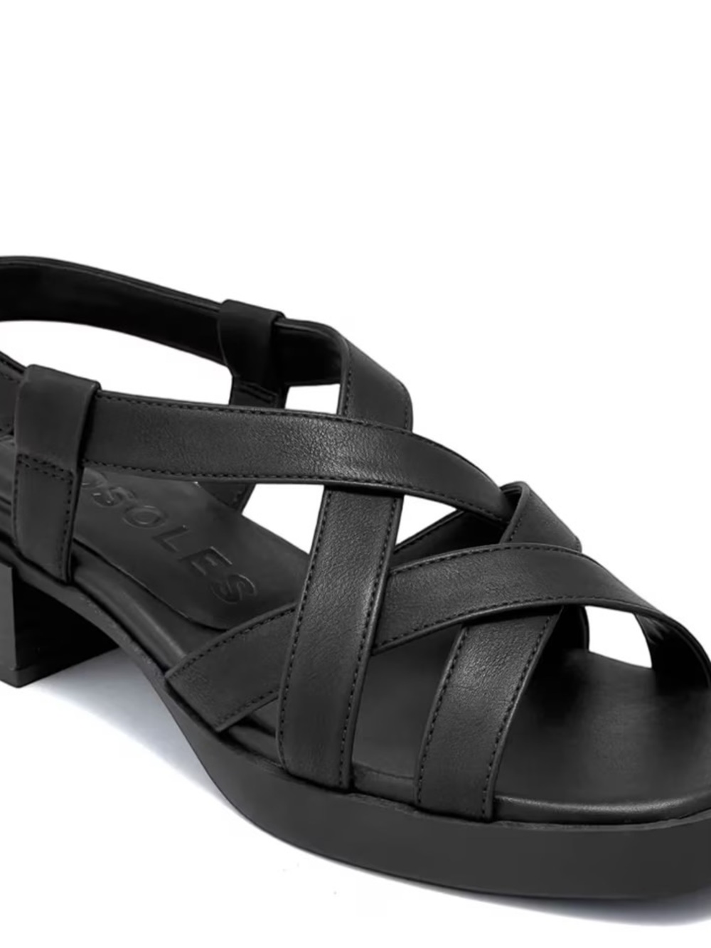 AEROSOLES Black Crisscross Block Heel Sandal